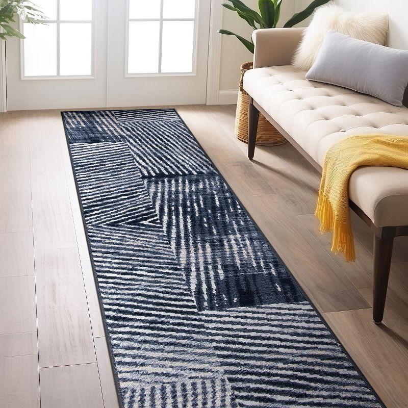 World Rug Gallery Geometric Stripe Distressed Non Slip Area Rug