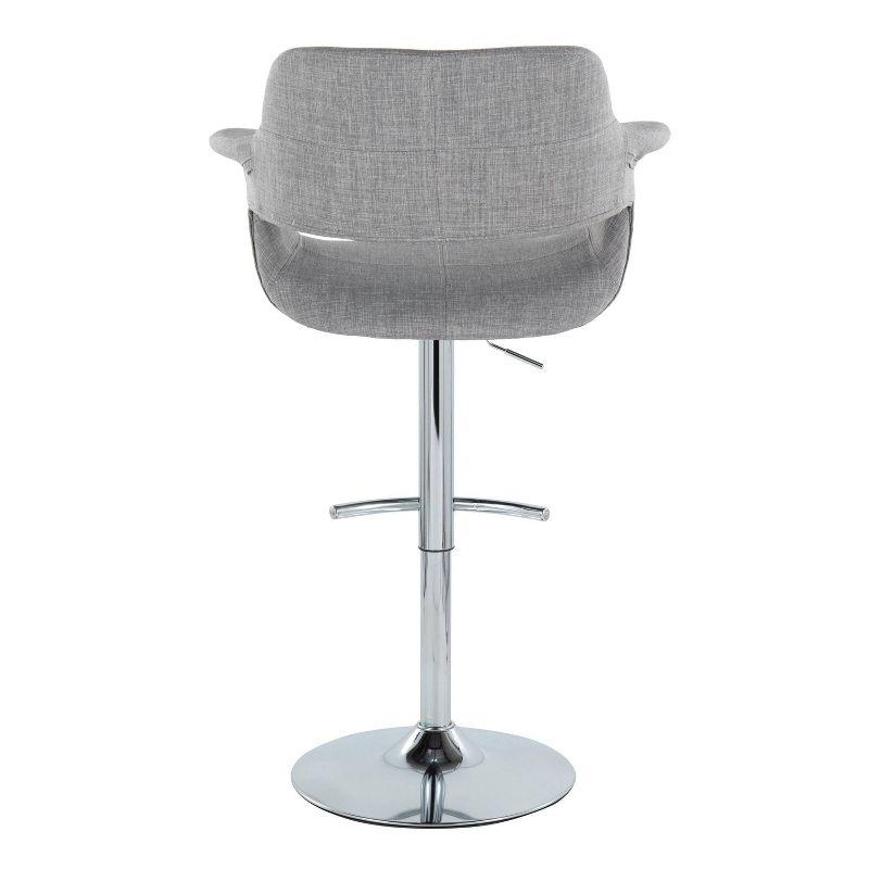 LumiSource Set of 2 Vintage Flair Adjustable Barstools Chrome/Light Gray: Mid-Century Modern, Swivel, Footrest, Upholstered