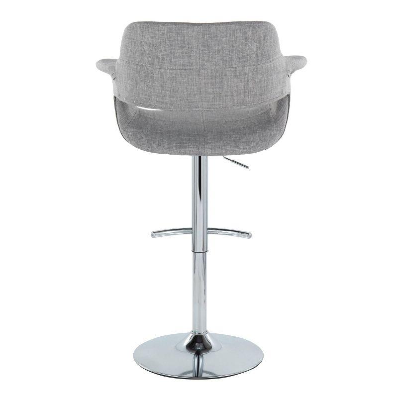 Retro Chic Chrome and Light Grey Adjustable Swivel Barstool Set