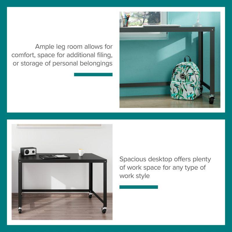 Space Solutions Mobile Desk Steel Black: Sturdy Metal Frame, No Storage, Adult Assembly Required