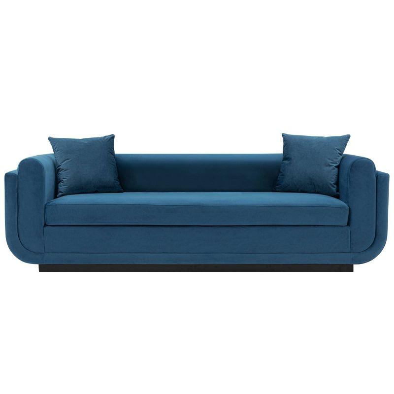 Edmonda Contemporary Velvet Upholstered Sofa with Pillows Sapphire Blue - Manhattan Comfort: Pine Wood Frame, Metal Base