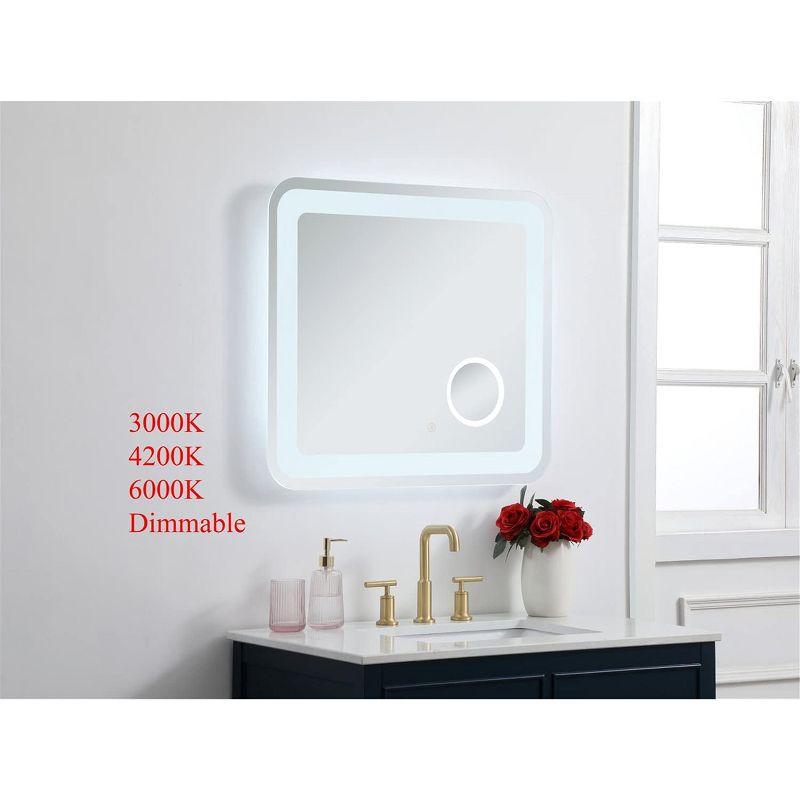 Elegant Lighting Lux 27in x 30in Hardwired LED mirror with magnifier and color changing temperature 3000K/4200K/6000K