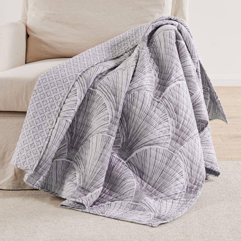 Wexford Grey and White Cotton Reversible Quilted Throw