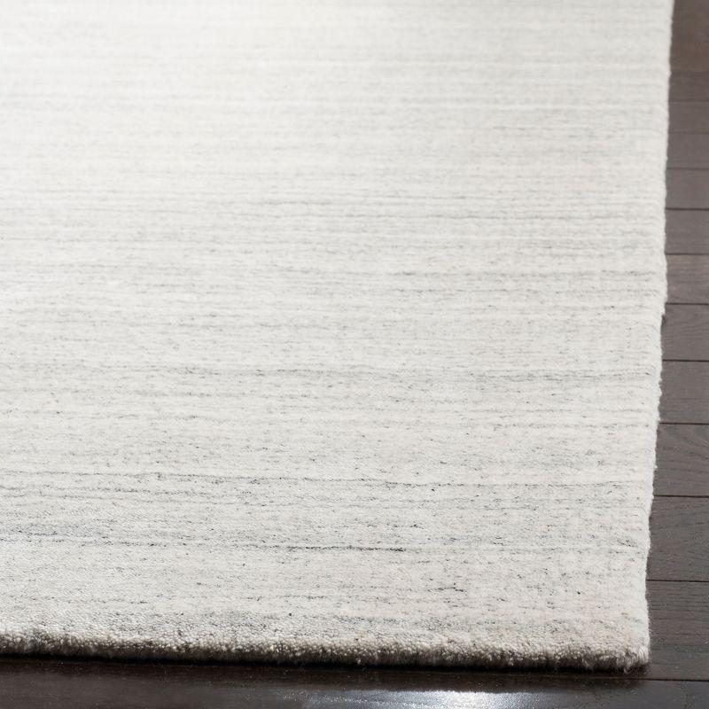 Ivory and Grey Hand-Knotted Wool-Viscose Blend 9' x 12' Area Rug