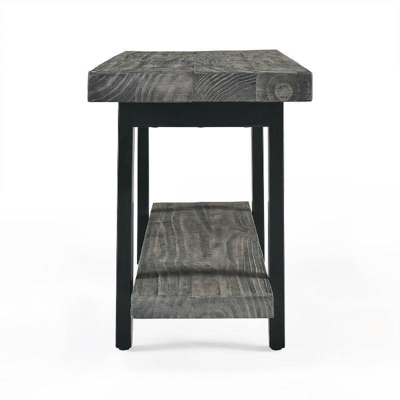 Pomona Slate Gray Metal and Reclaimed Wood Bench