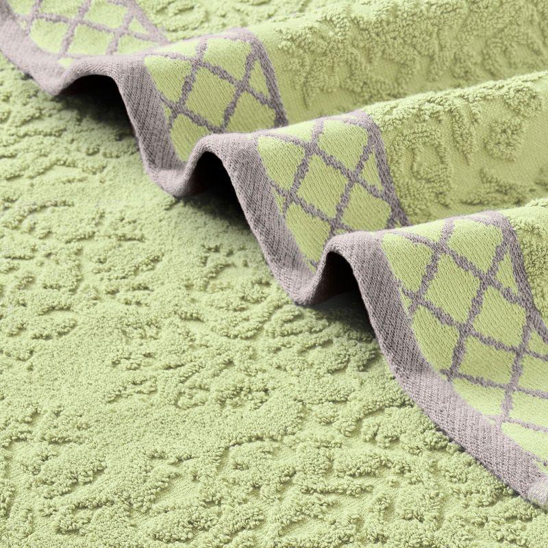 Modern Threads Modern Threads 6-Piece Damask Jacquard/Solid Ultra Soft 550GSM 100% Combed Cotton Towel Set with Embellished Borders