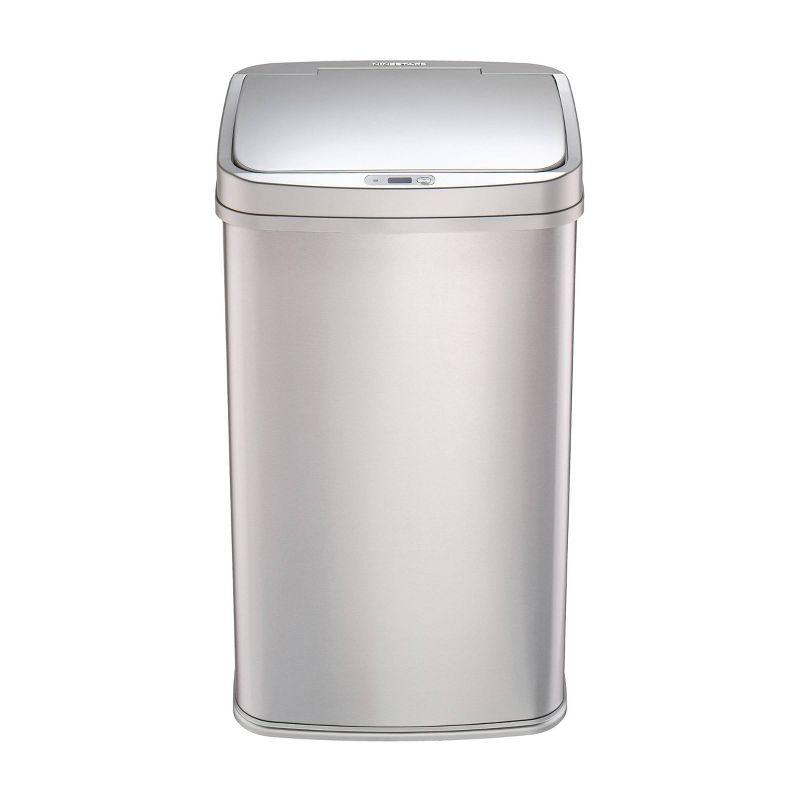 13.2 Gallon Silver Stainless Steel Touchless Trash Can