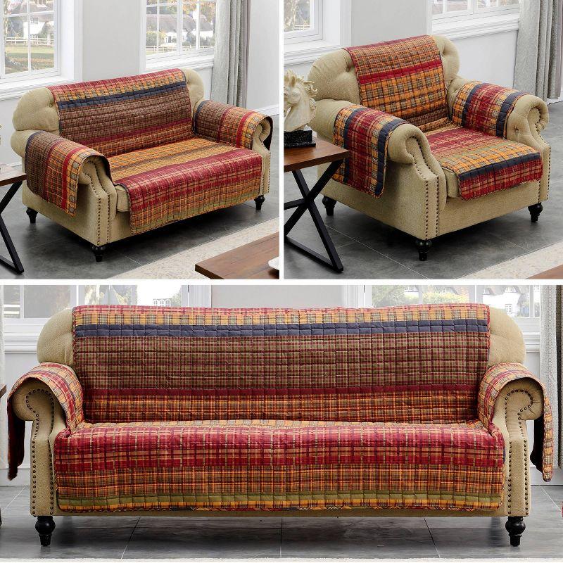 Gold Rush Reversible Plaid Sofa Slipcover