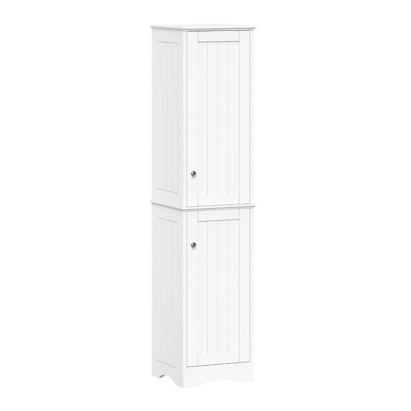 RiverRidge Ashland Two-Door Tall Bathroom Storage Cabinet and Linen Organizer with Adjustable Shelves - White