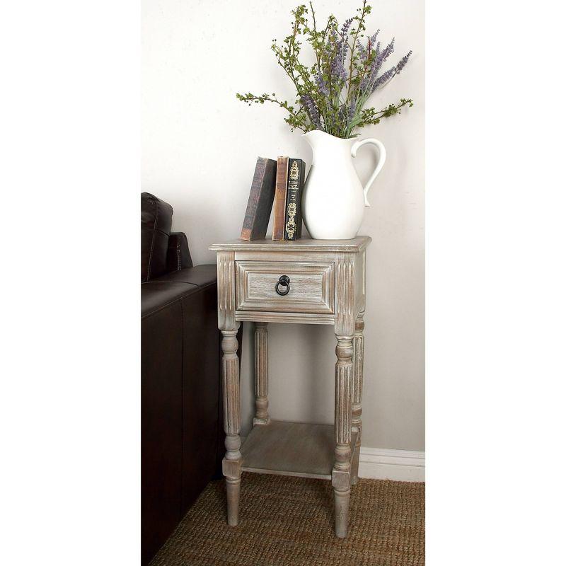 Rustic Country Wood Accent Table - Olivia & May: French Style, Tall End Table for Living Room with Drawer