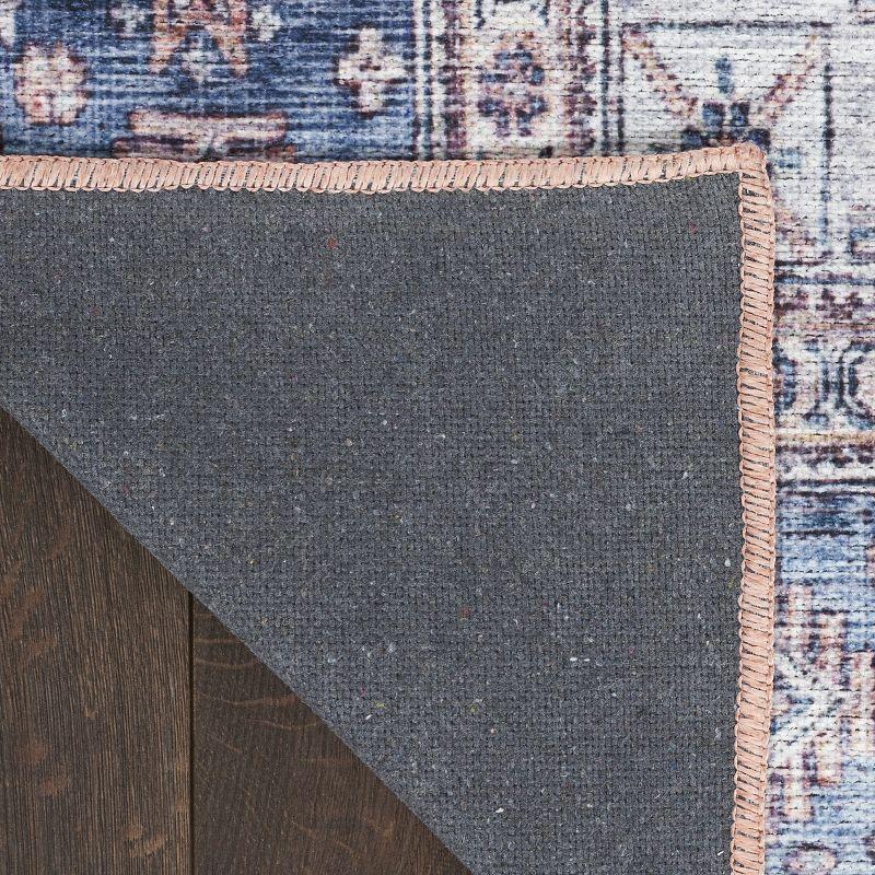 Nourison Washable Brilliance 2' x 6' Blue/Multi Vintage Indoor Bathroom, Kitchen Runner Rug