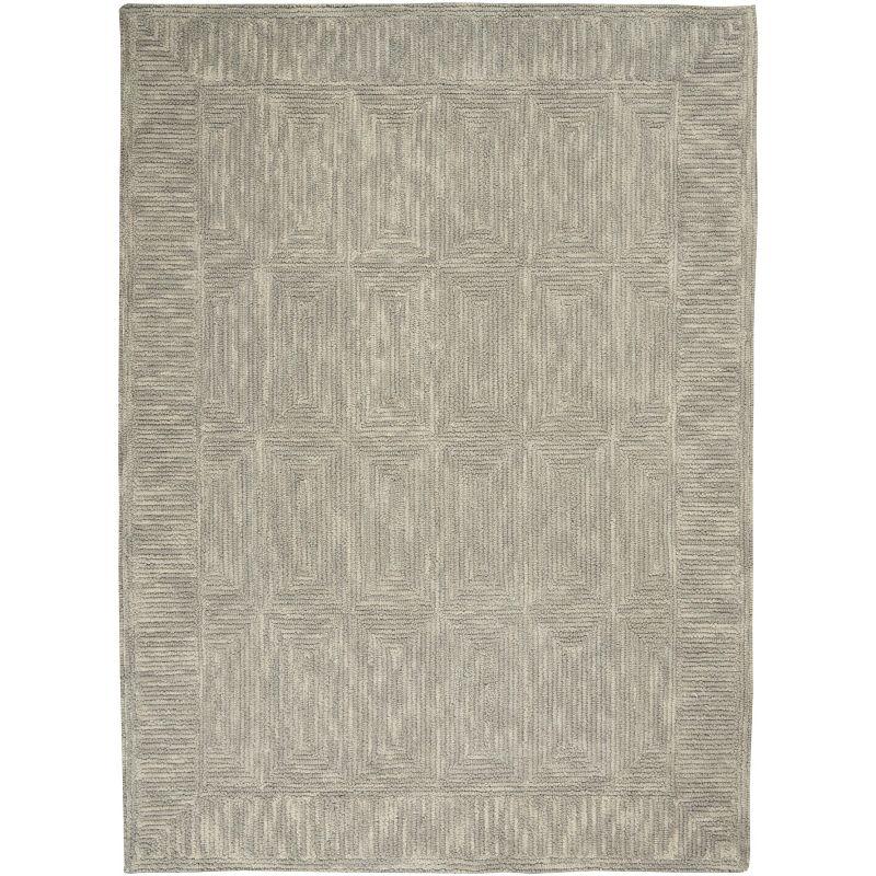 Gray Hand-Tufted Wool 4' x 6' Rectangular Rug