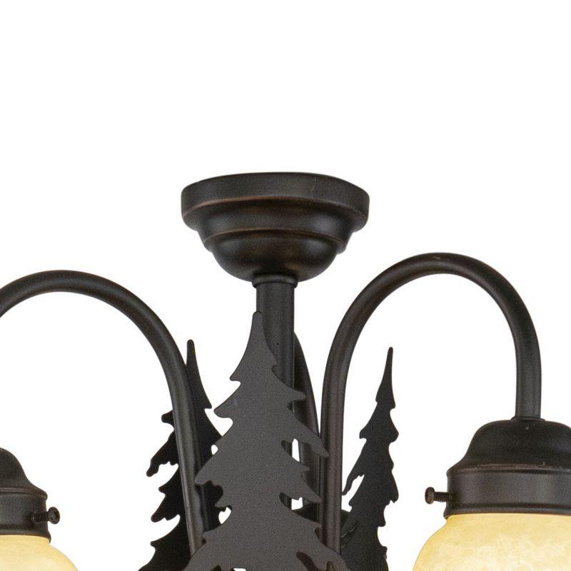 Rustic Bronze 3-Light Mini Chandelier with Amber Glass