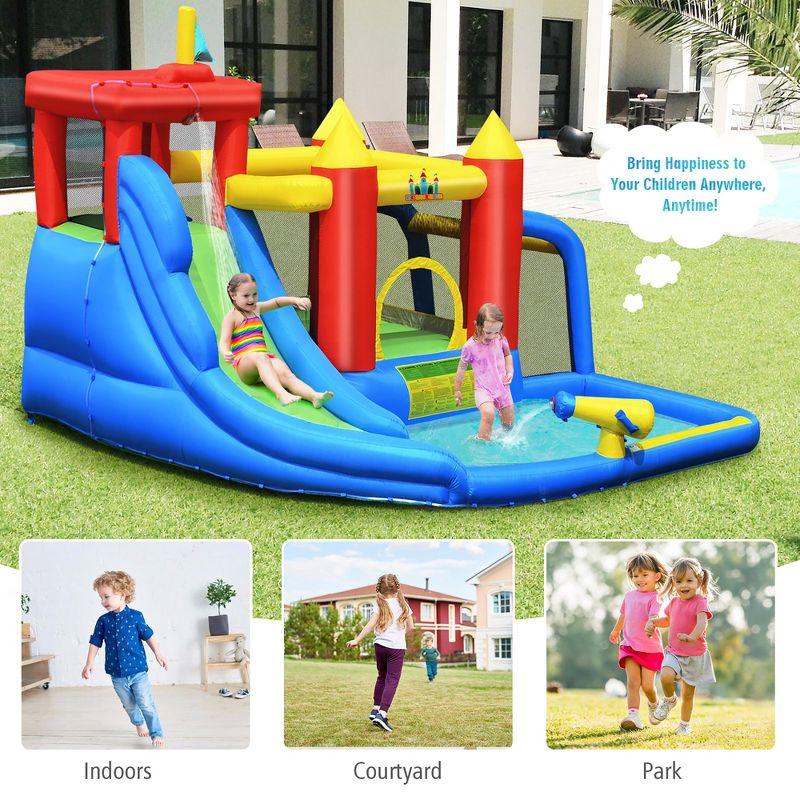 Costway Inflatable Bouncer Water Climb Slide Bounce House Splash Pool w/ Blower