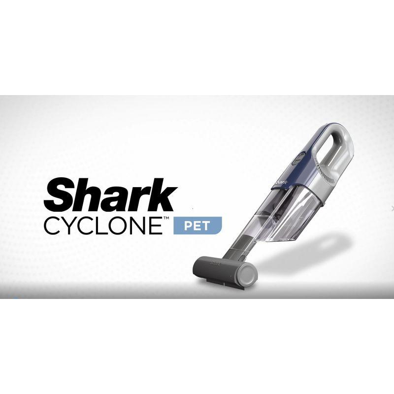 Shark Cyclone PET Handheld Vacuum with PetExtract Hair, 8" Crevice Tool, HyperVelocity Suction, Navy Blue/Grey