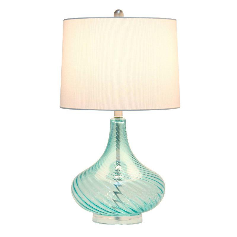 Glass Table Lamp with Fabric Shade Blue - Elegant Designs: No Assembly, UL Listed, 3-Way Switch