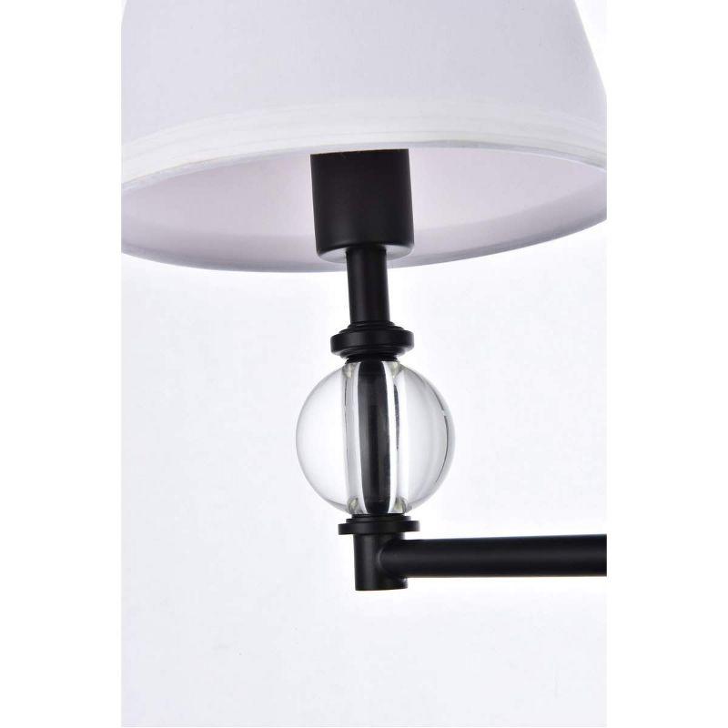 Elegant Lighting Bethany 2 lights bath sconce in black with white fabric shade