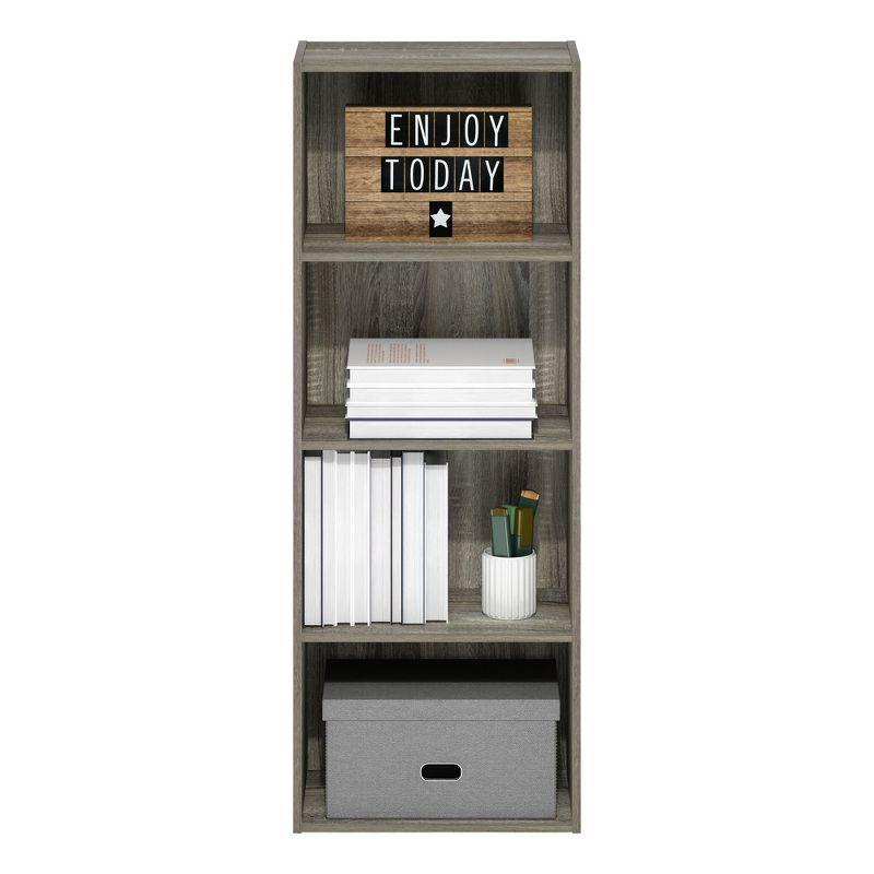 Furinno 4-Tier Open Bookcase 4-Cube Display Cabinet Floor Standing Storage Shelves Bookcase,French Oak