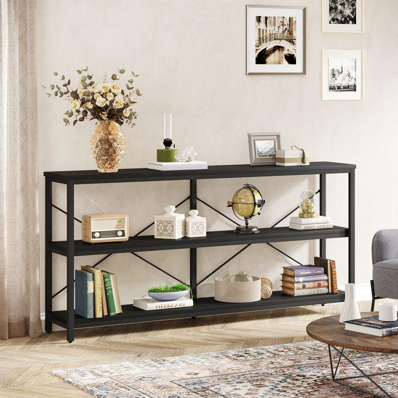 Tribesigns 55 Inches 3 Tiers TV Stand Console Long Sofa Table, Black