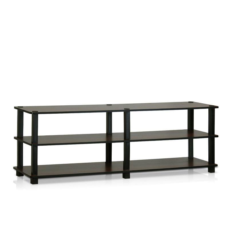 Furinno Modern 3-Tier TV Stand Console Table Media Entertainment Center w/Open Storage Shelf,Dark Brown/Black