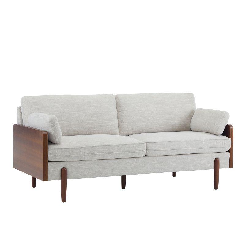 Beige Fabric 71.75" Lawson Sofa with Wood Frame and Track Arms