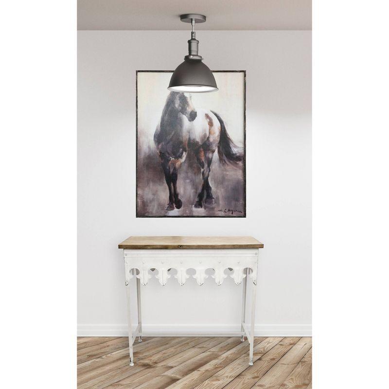 Distressed White Metal Console Table with Wood Top