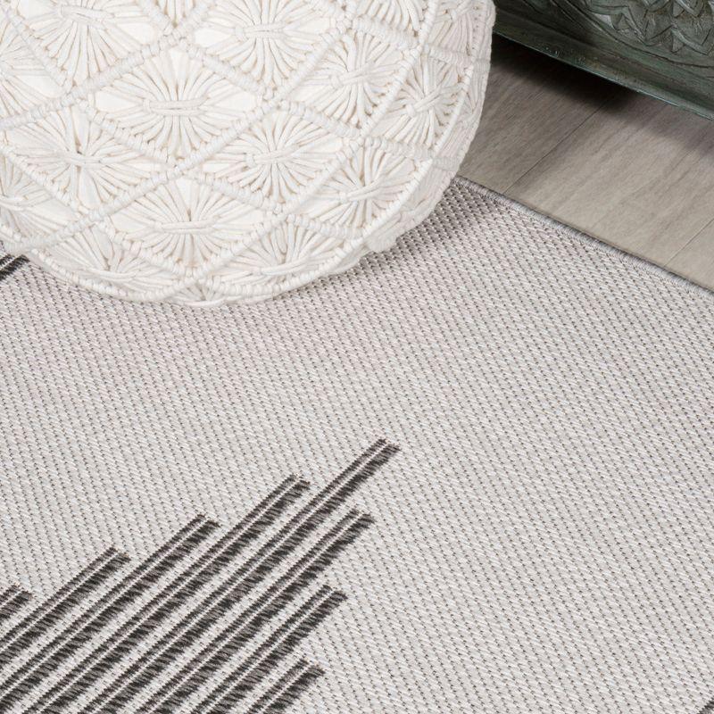 Mid-Century Diamond Stripe 8' x 10' Light Gray/Black Indoor/Outdoor Rug