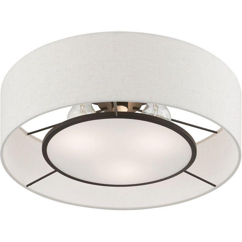 Livex Lighting Ellsworth 3 - Light Semi-Flush Mount in  Brushed Nickel/Shiny White