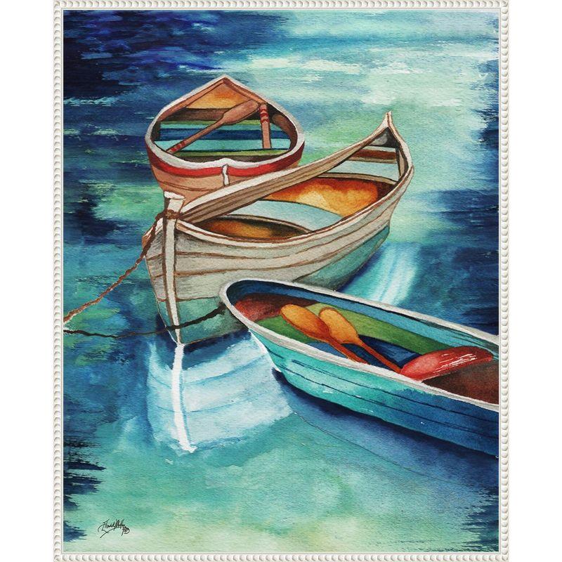 Beaded Perimeter Nautical Rowboats Canvas Wall Art