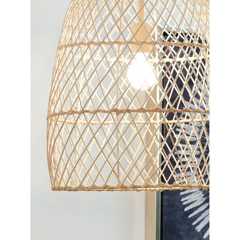 Bohemian Charm Natural Rattan 14.5" Pendant Light, Beige