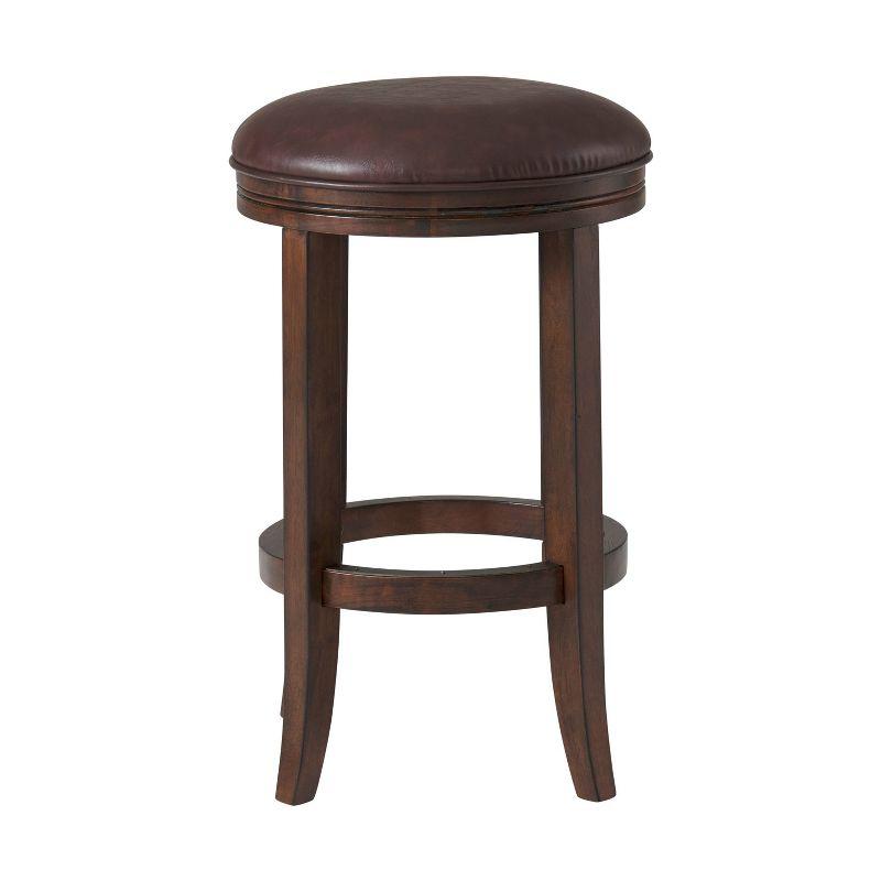 Distressed Walnut 24.5" Backless Counter Stool with Linen Upholstered Seat