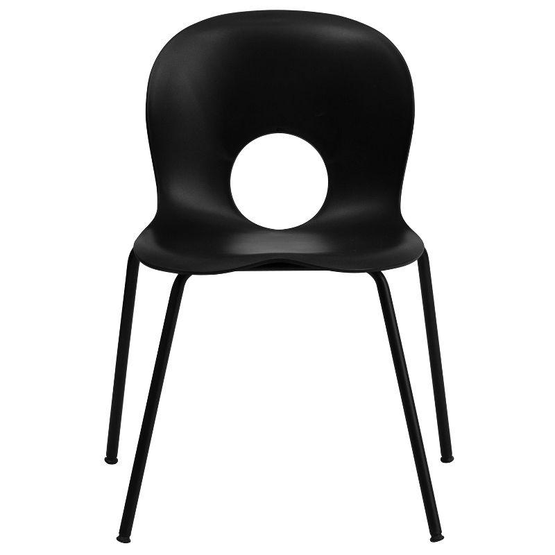 Emma and Oliver Designer Black Plastic Stack Chair with Black Frame
