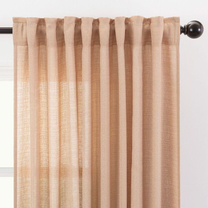 Chanasya 2pk Faux Belgian Flax Semi Sheer Window Curtain Panels - Set of 2 - 52 x 63 Inches Long - Beige