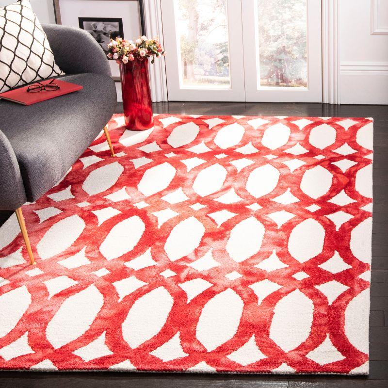 Ivory & Red Hand-Tufted Wool Watercolor 4' x 6' Area Rug