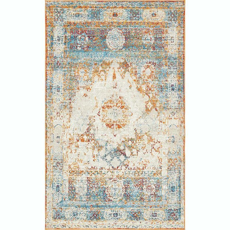 Unique Loom Rosso Collection Area Rug - Bellini (5' 1" x 8' Rectangle Beige/Blue)