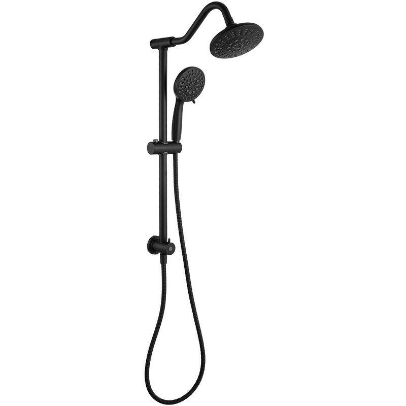 Matte Black Wall Mounted Dual Shower Head with Stainless Steel Hose