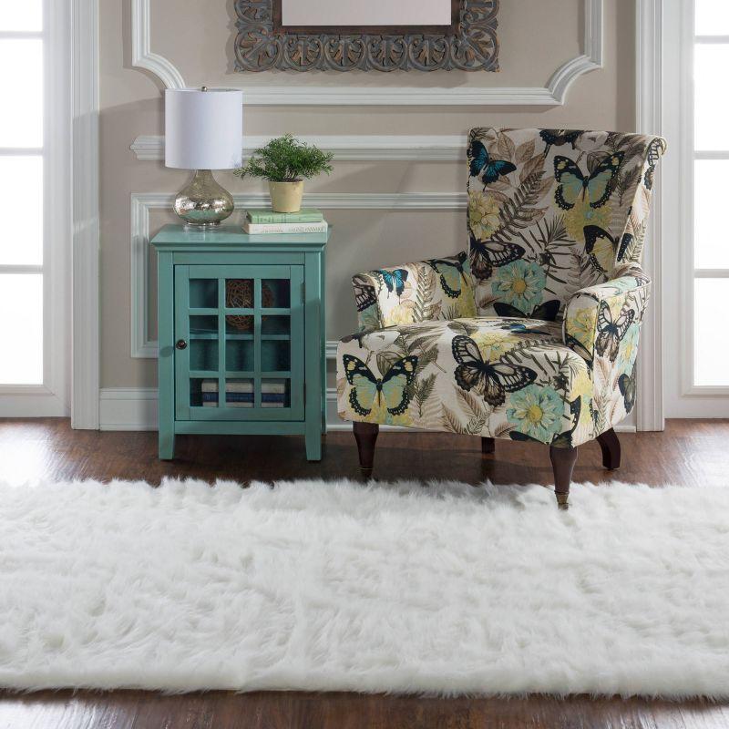 3'x5' Faux Sheepskin Accent Rug White - Linon: Modern High Pile Indoor Handmade Rectangle Rug