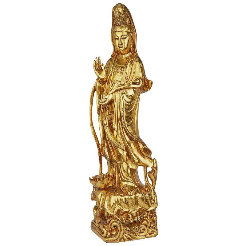 Golden Guan-Yin Chinese Goddess of Mercy Statue