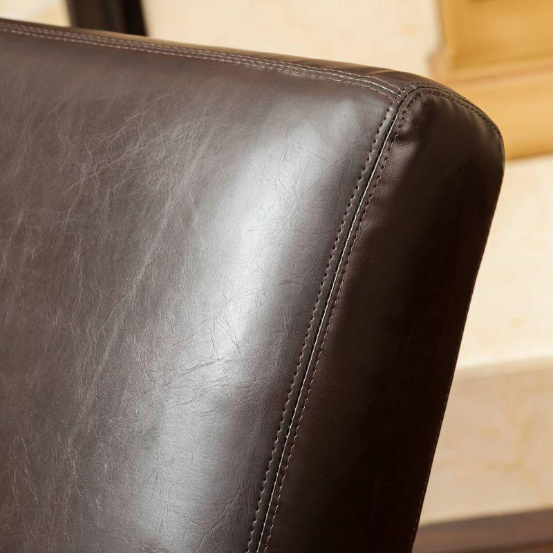 Finlay Leather Chaise Lounge Brown - Christopher Knight Home: Curved Comfort for Living Room