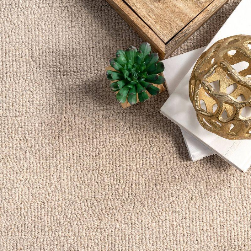 4'x6' Marianne Handmade Wool Border Area Rug Beige - nuLOOM: Solid Tufted Indoor Low Pile Rectangle Rug