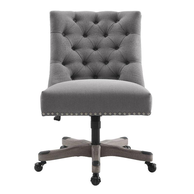 Della Plush Gray LiveSmart Fabric Task Chair with Wood Base