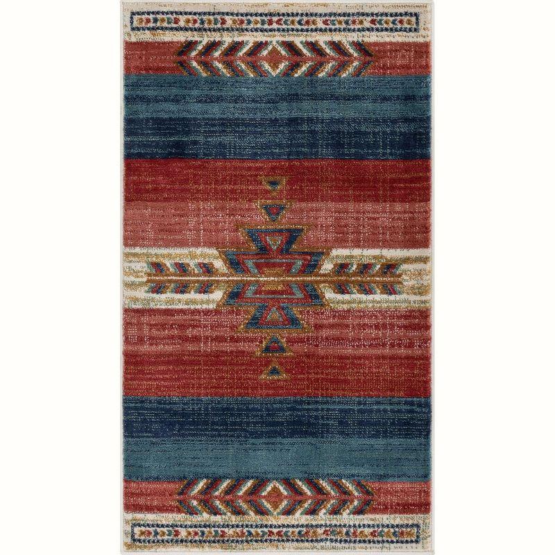 Union Rustic Crimson Southwestern Medallion Tribal Pattern Area Rug