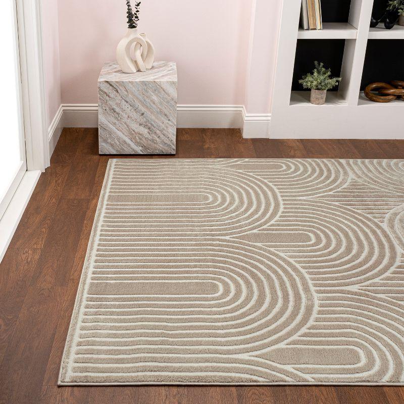 JONATHAN Y Ariana MidCentury Art Deco Striped Arches Two-Tone High-Low Area Rug