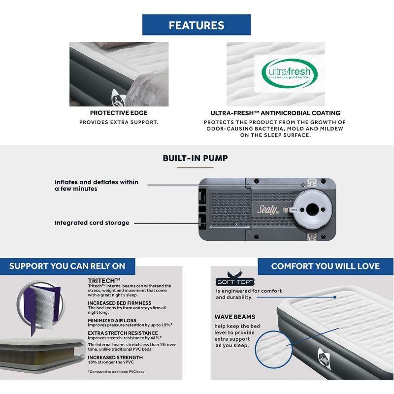 Bestway Sealy Tritech Inflatable Air Mattress Bed Queen 20" with Built-In AC Pump & Bag