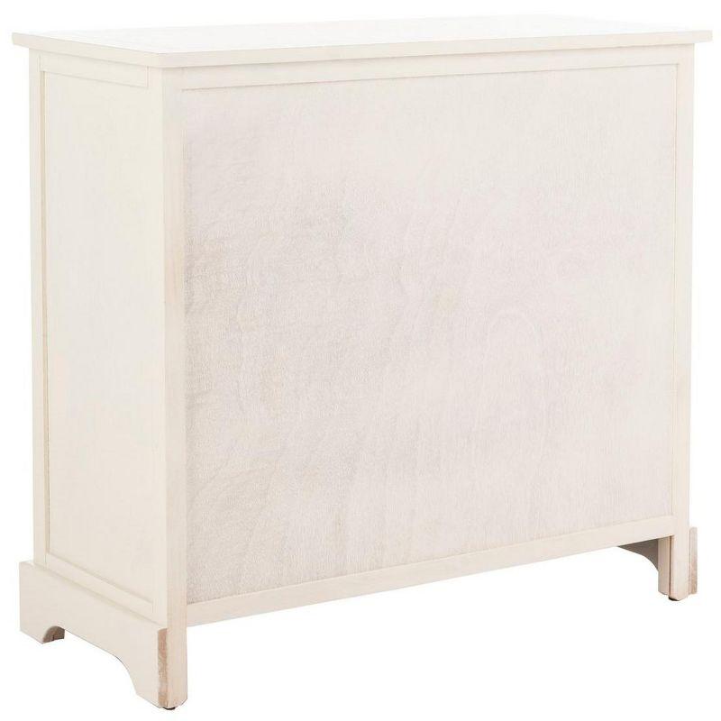 Distressed Cream Pine 6-Drawer Storage Unit with Wicker Baskets