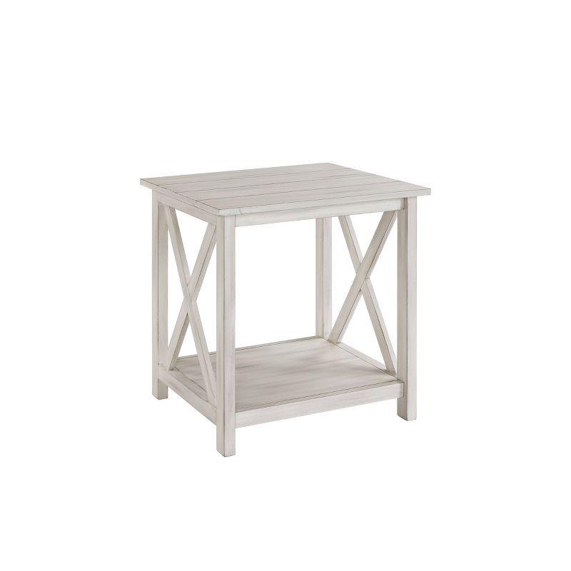 Jamestown End Table White - Boraam: Antique-Look Accent Table, Storage Shelf, Farmhouse Design