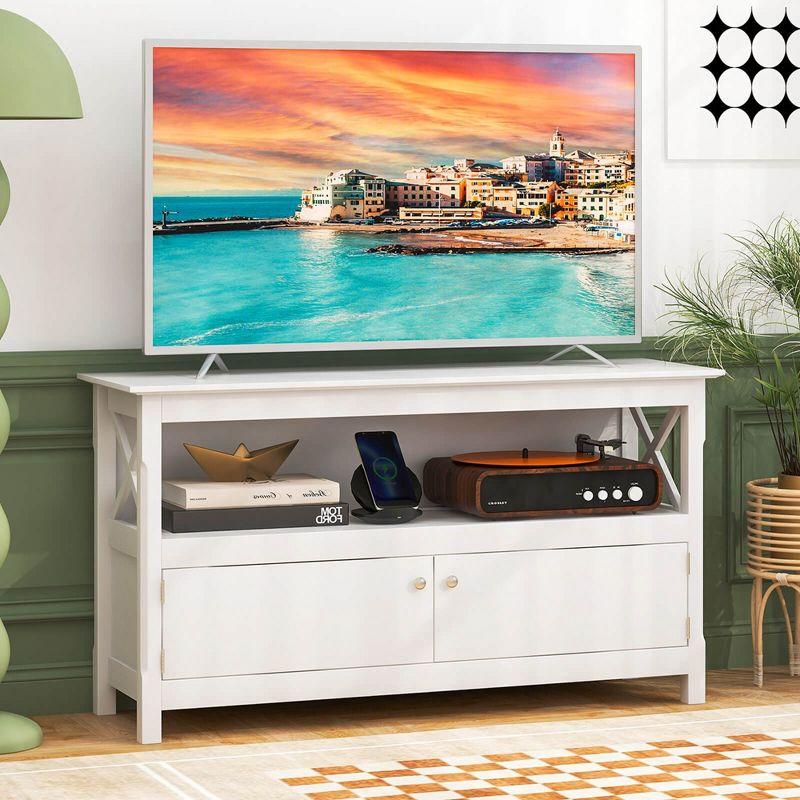 Costway TV Cabinet Freestanding Wooden Console Media Entertainment Center Living Room