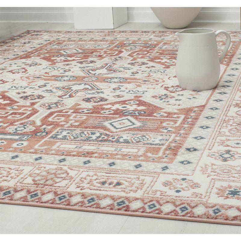 Rectangular Red Stain-Resistant Synthetic Area Rug 2'6 x 4'