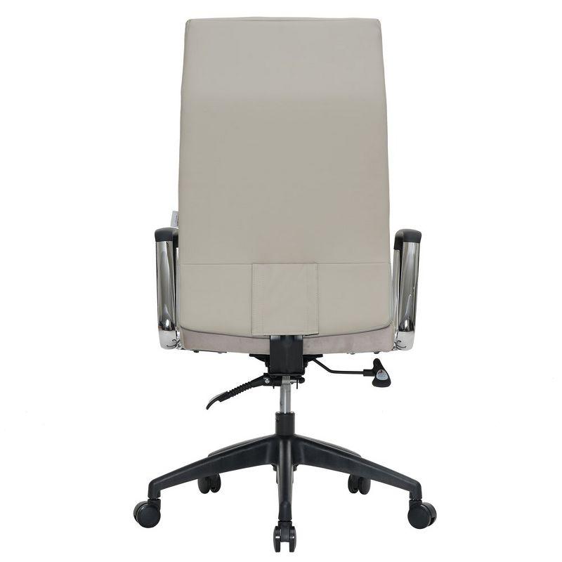 LeisureMod Hilton High-Back Adjustable Office Conference Chair Upholstered in Leather with Steel Frame in Tan