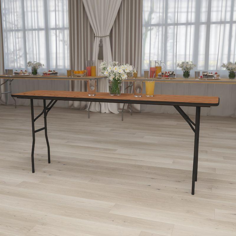 6-Foot Rectangular Medium Wood Folding Dining Table with Black Legs